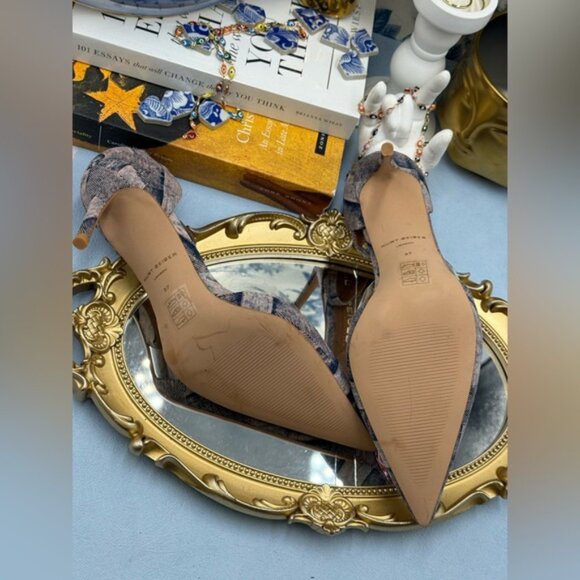 🆕 KURT GEIGER LONDON 🧿 NWOB Belgravia Pink Denim Vinyl High Heel, Sz 37 US 7 - Picture 16 of 16